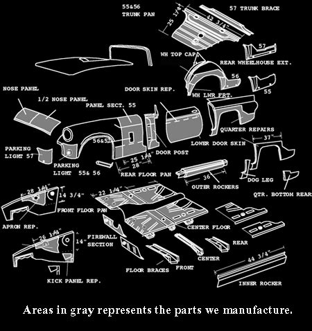 ford thunderbird exterior sheet metal